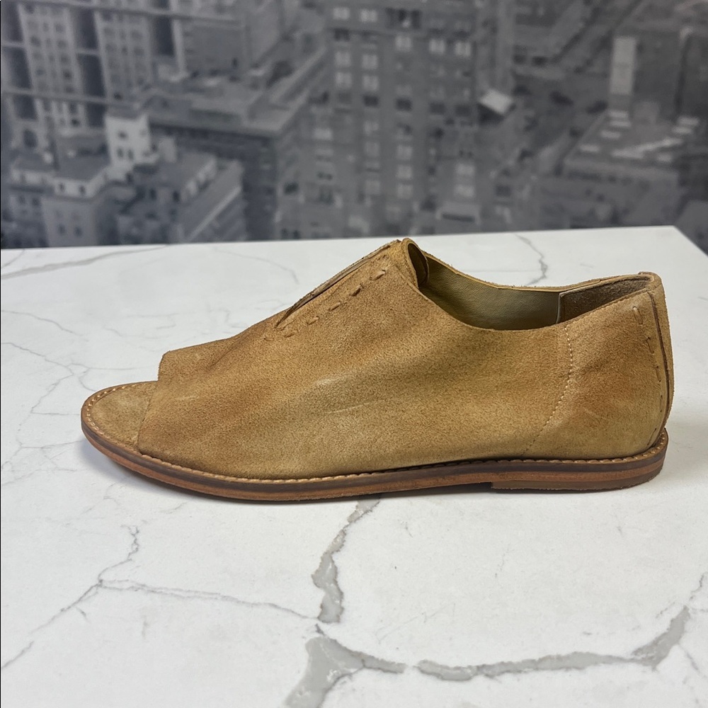 Free People Tan Rogue Oxford Slip-On Leather Sandals Open-Toe Flats Sz 7 - Picture 7 of 10